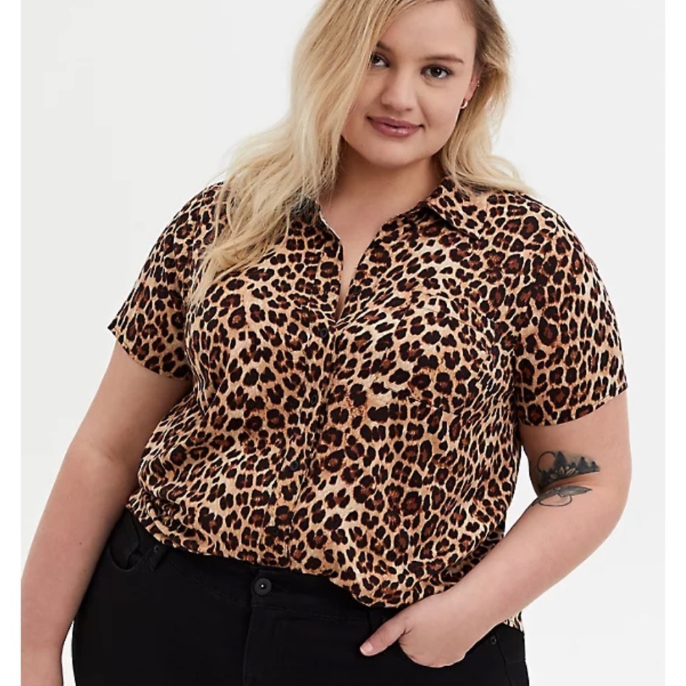 Torrid Leopard Print Challis Button Down